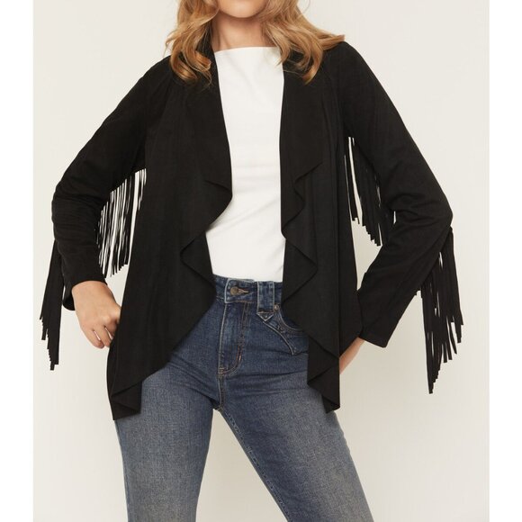 Shyanne Women's Cascade Front Fringe Faux Suede Fringe Jacket S Small - Picture 1 of 1